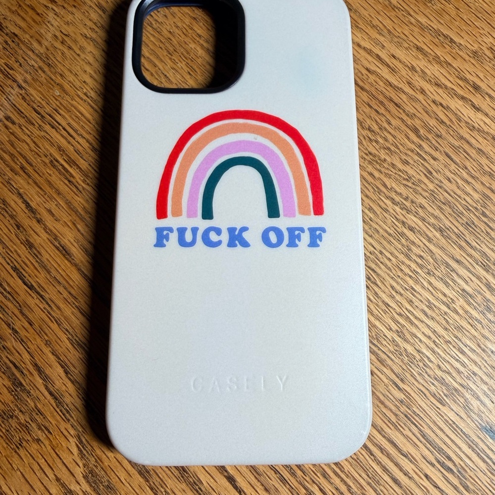 Casely White Rainbow Phone Case with Bold Message